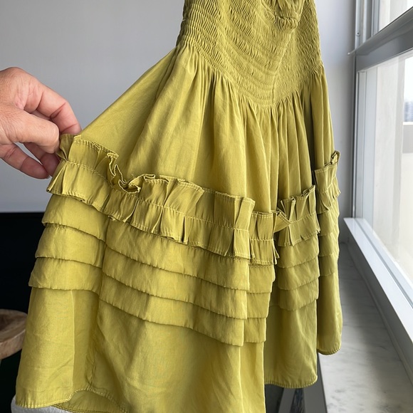 Mustard Seed One Shoulder Chartreuse Dress Small - Picture 2 of 10